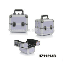 mini and strong light purple aluminum cosmetic case with 4 trays inside from China manufacturer